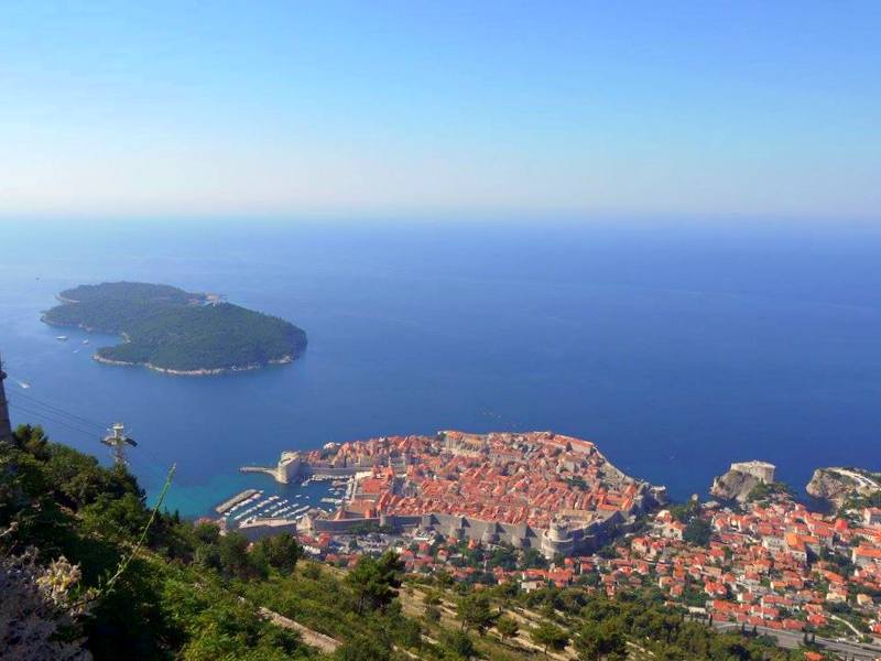 The view of the walled Old Town, Dubrovnik, and Lokrum Island from the top of Mount Srd, where the defenders of Dubrovnik fought to save the city during the siege of 1991-92.