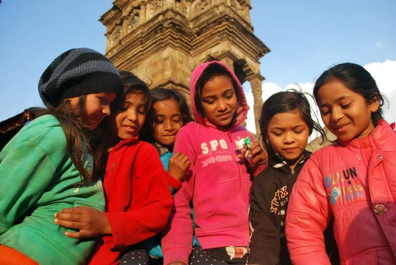 Andrea loved coloring with these sisters while traveling in Bhaktapur, Nepal.