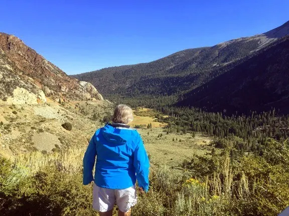 Louise looking at mountains at Inyo National Forest.