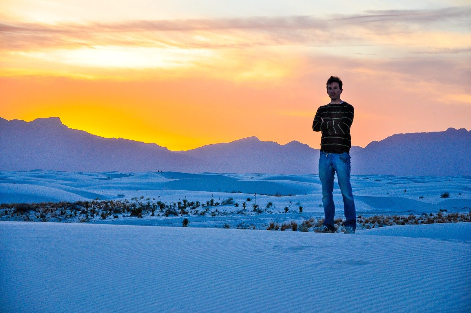 White Sands National Monument in New Mexico at sunset.