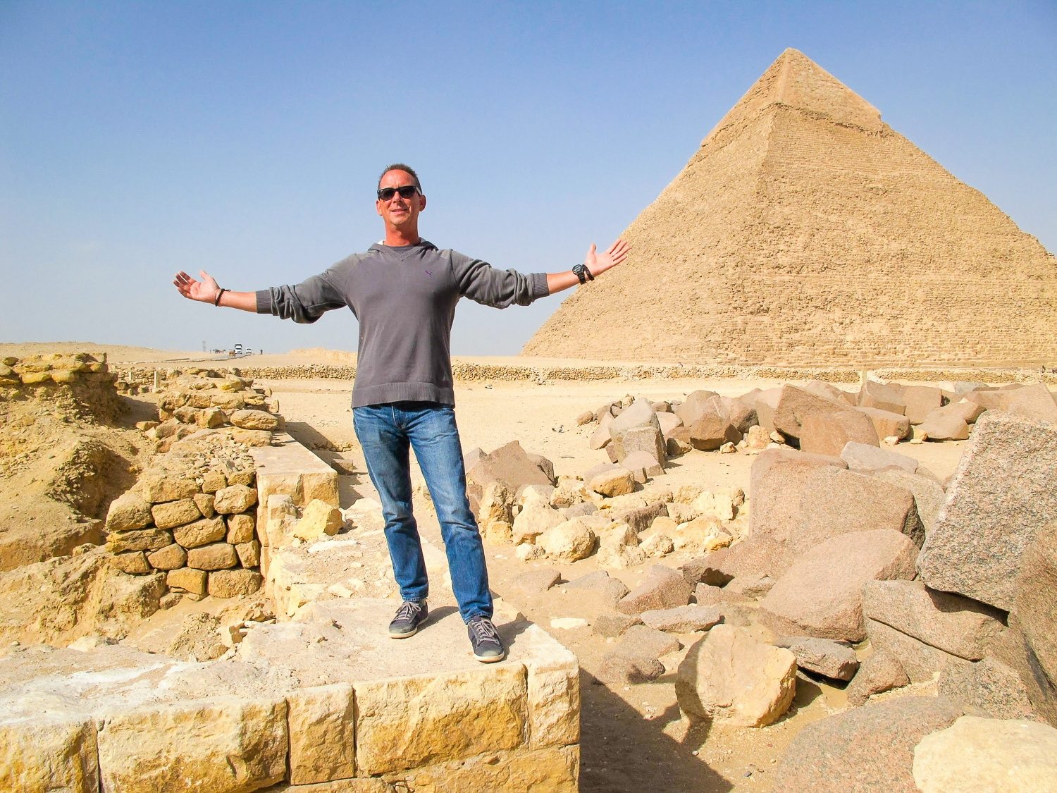 At the Giza, Egypt pyramids: one of Mark's lifelong dreams.