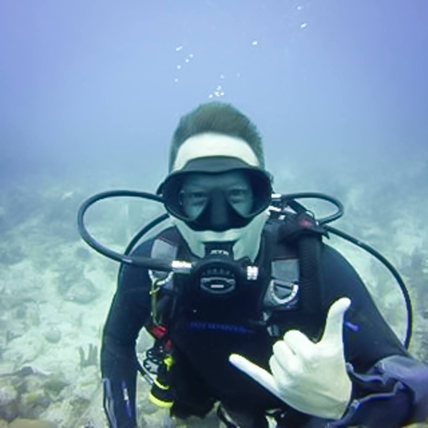 Mark scuba diving in Turks and Caicos.