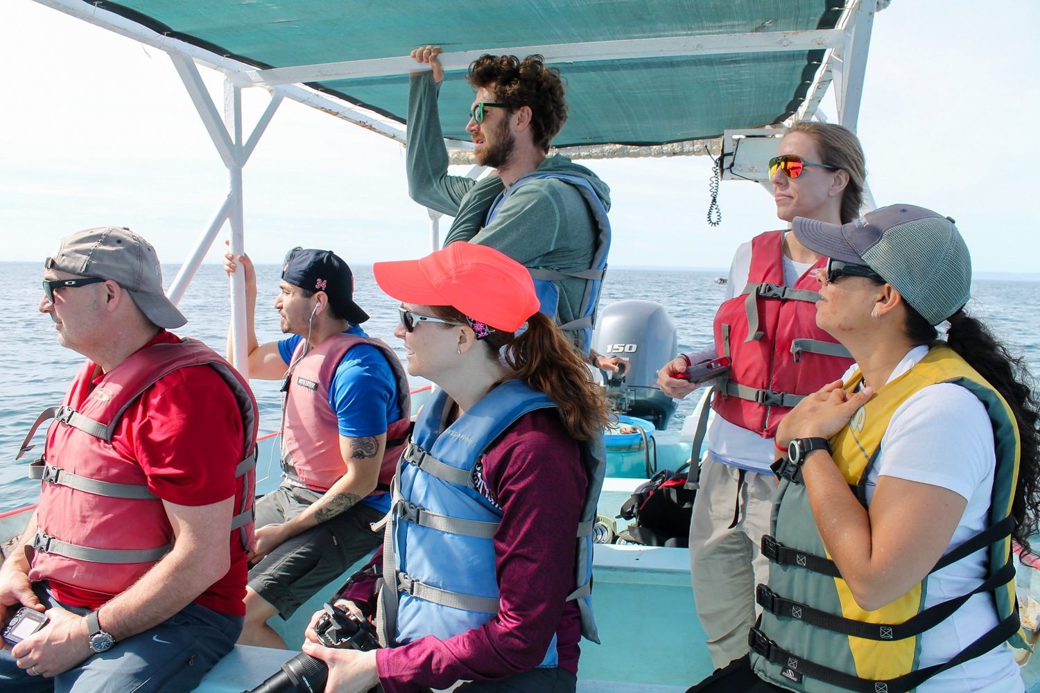 A teacher fellowship group on a boat.