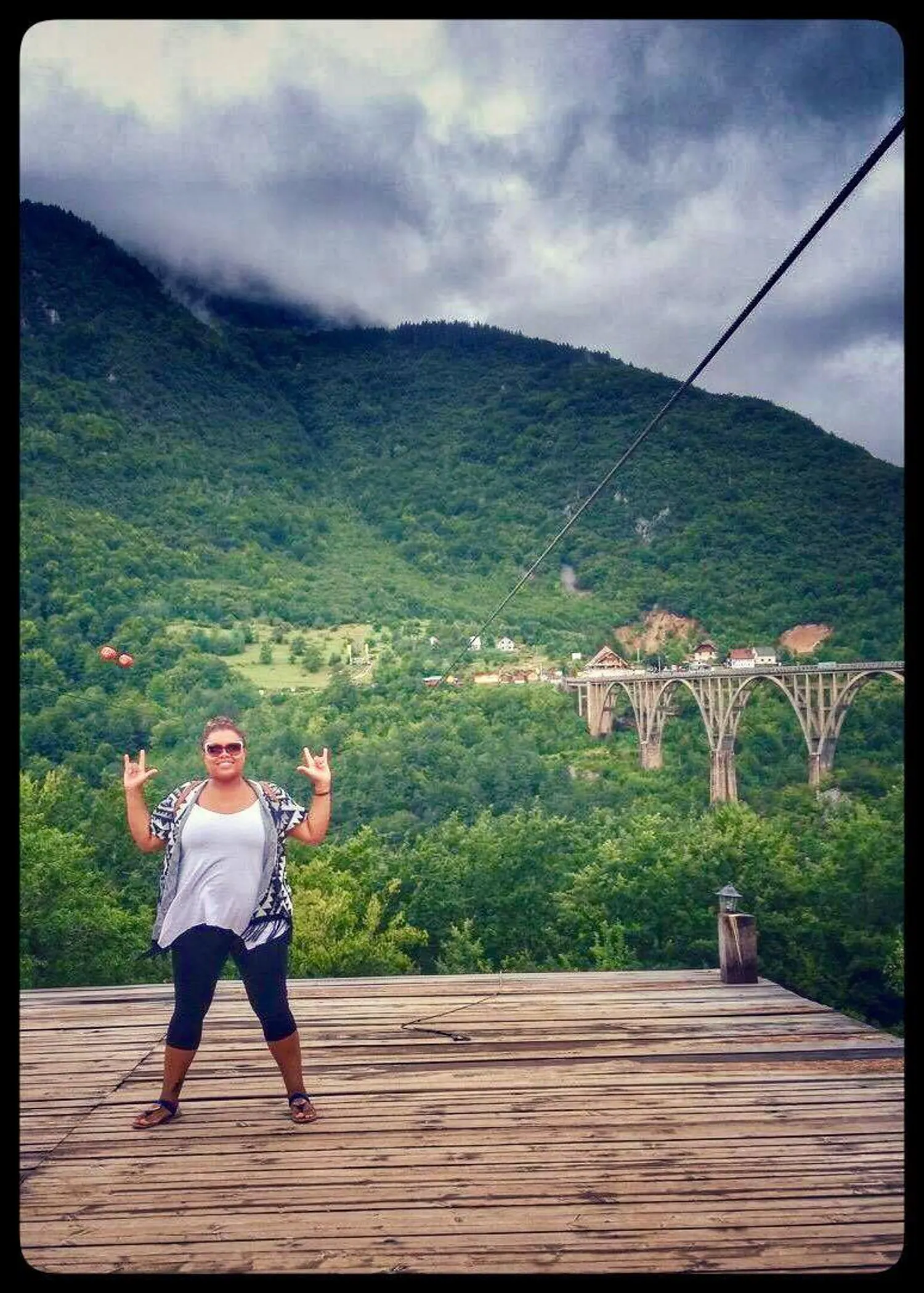 Adventure mandatory lifestyle; spontaneous zip lining at the Djurdjeciva Tara bridge in Montenegro.