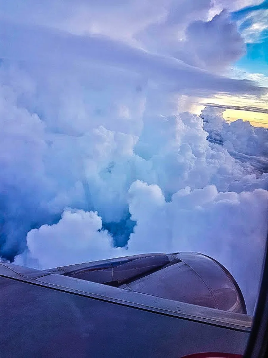 A dramatic airplane window view.