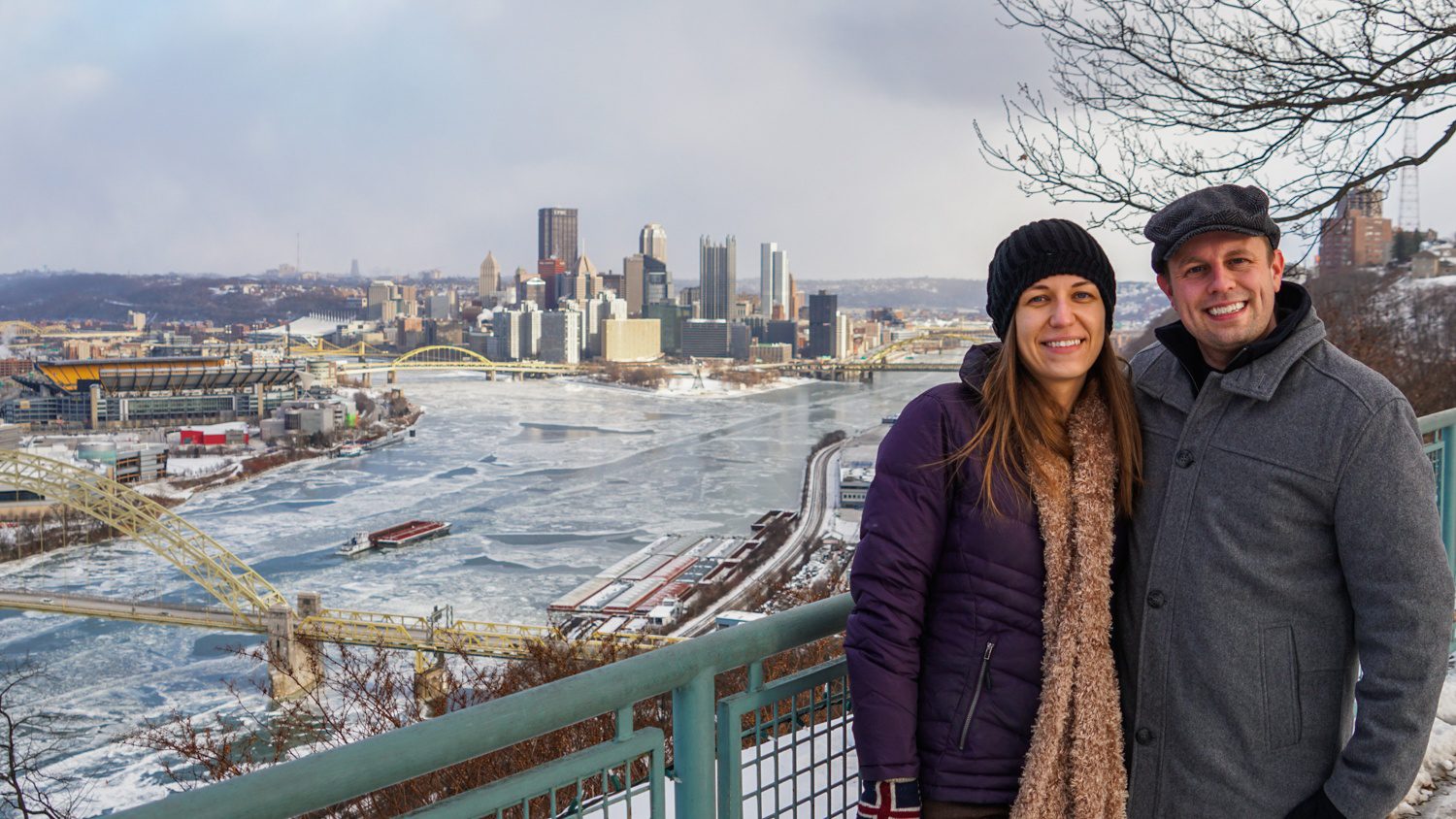 Teaching others about your city is a beautiful kind of education! For Pittsburgh, PA, "Discover the Burgh" has become a great resource for those looking to visit Pittsburgh, as well as locals looking for the best things to do around the city. Pictured: Jeremy and Angie, with Pittsburgh, PA shining below.