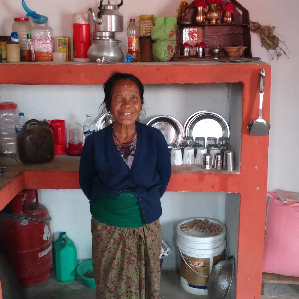 Bimala in her kitchen in Rainaskot.