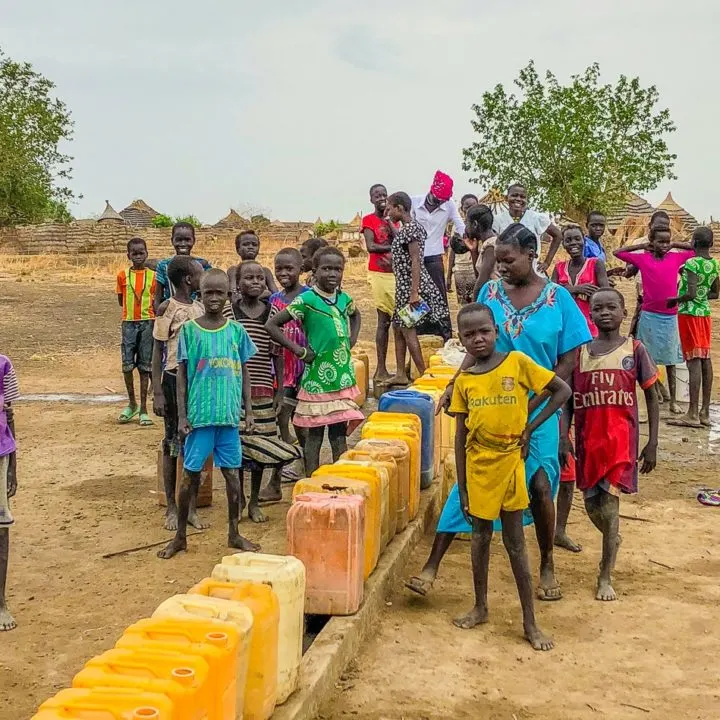 Waiting to fill water jugs in South Sudan.
