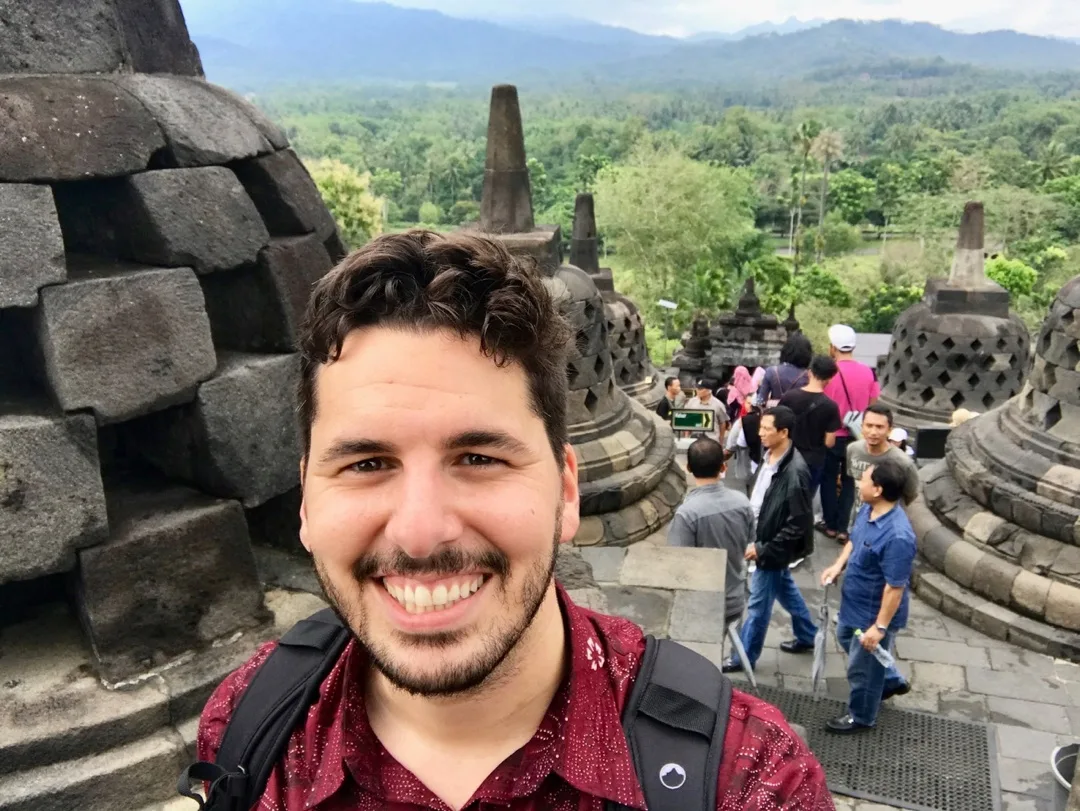In Indonesia at Borobudur Temple.