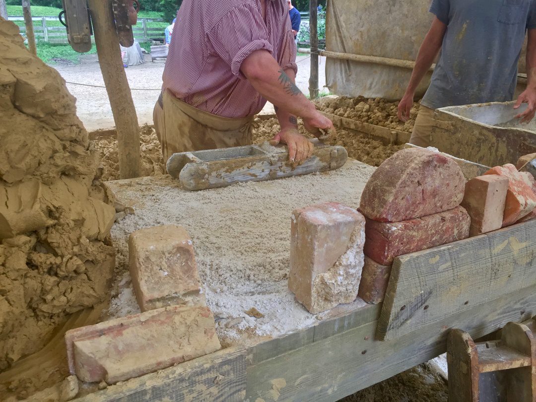 A brickmaking activity during professional development.