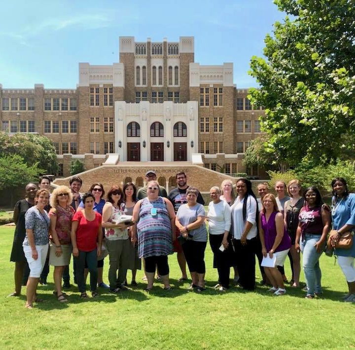 Professional development Civil Rights Educators Institute in front of Little Rock Central High School.