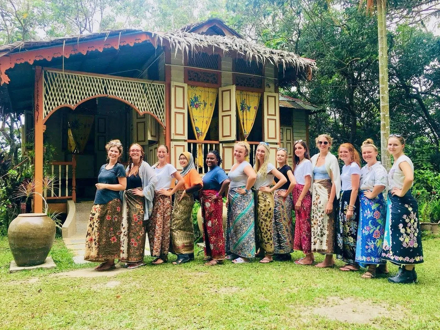 The tour group at the homestay in Malaysia.