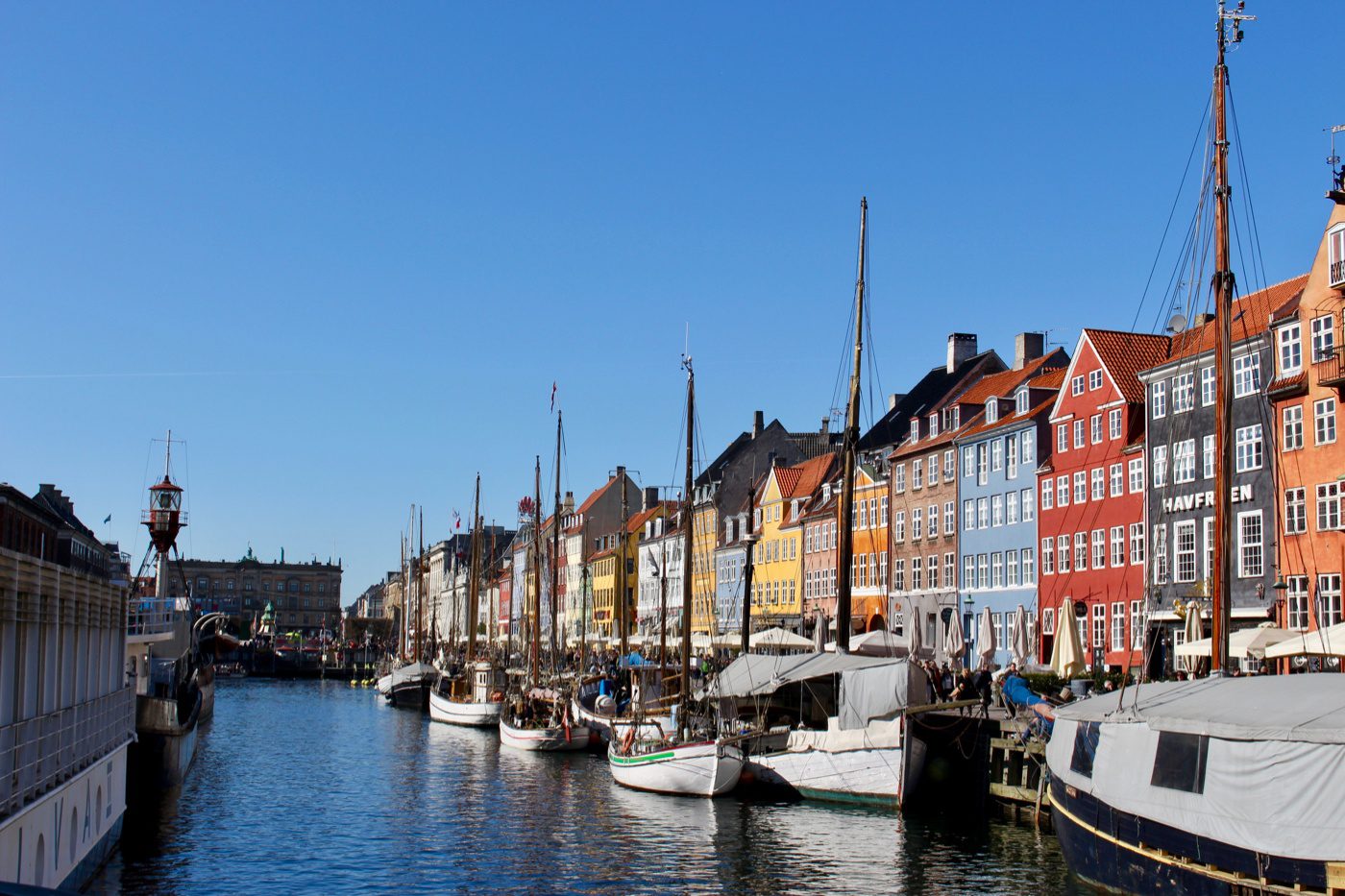 Iconic Nyhavn in Copenhagen, Denmark.