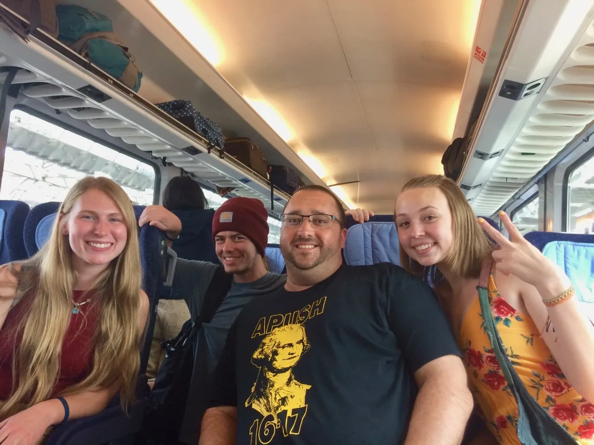 With former AP US History students on a train between Amsterdam and Berlin.