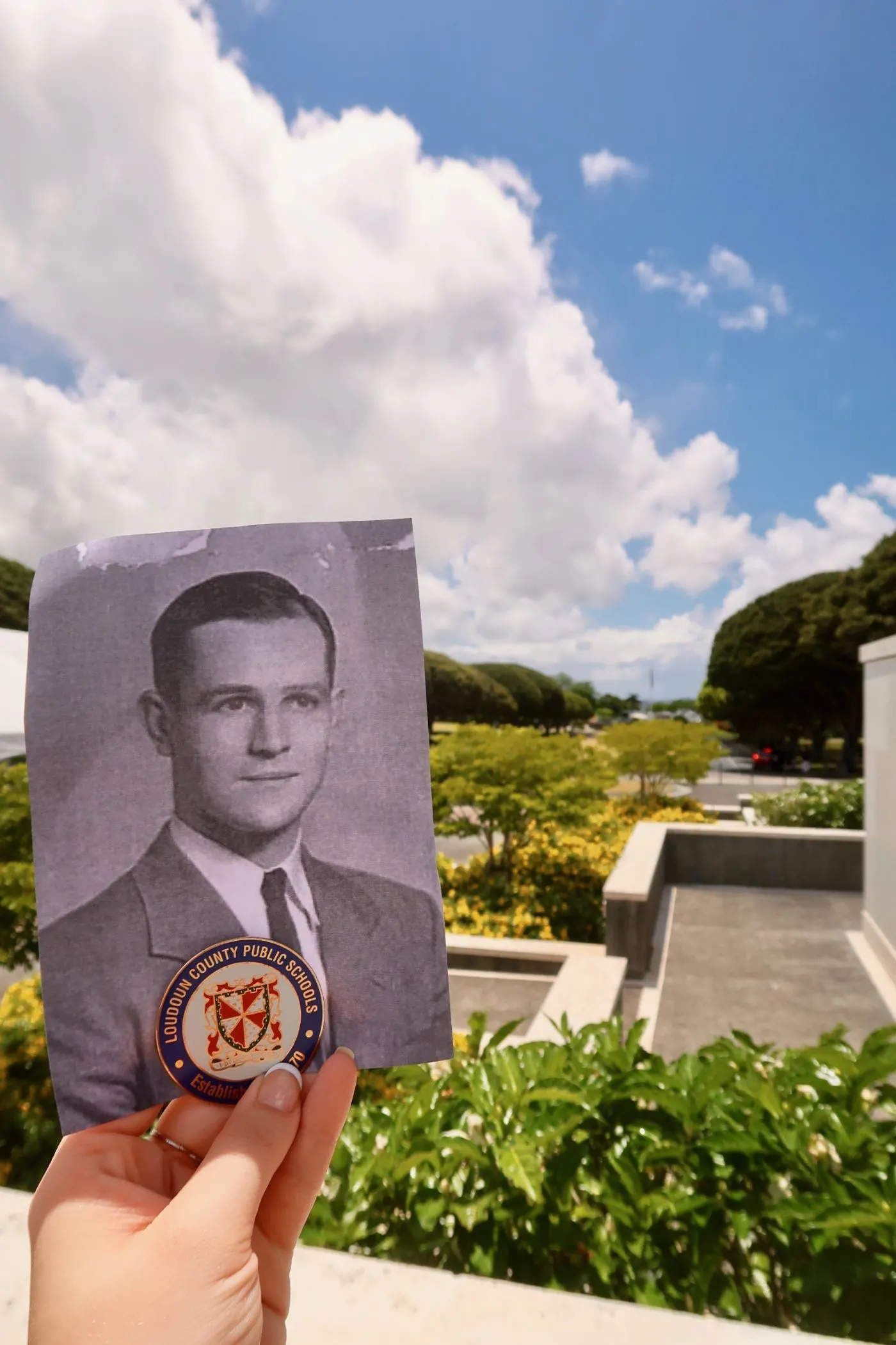 A soldier at a Hawaii Cemetery.