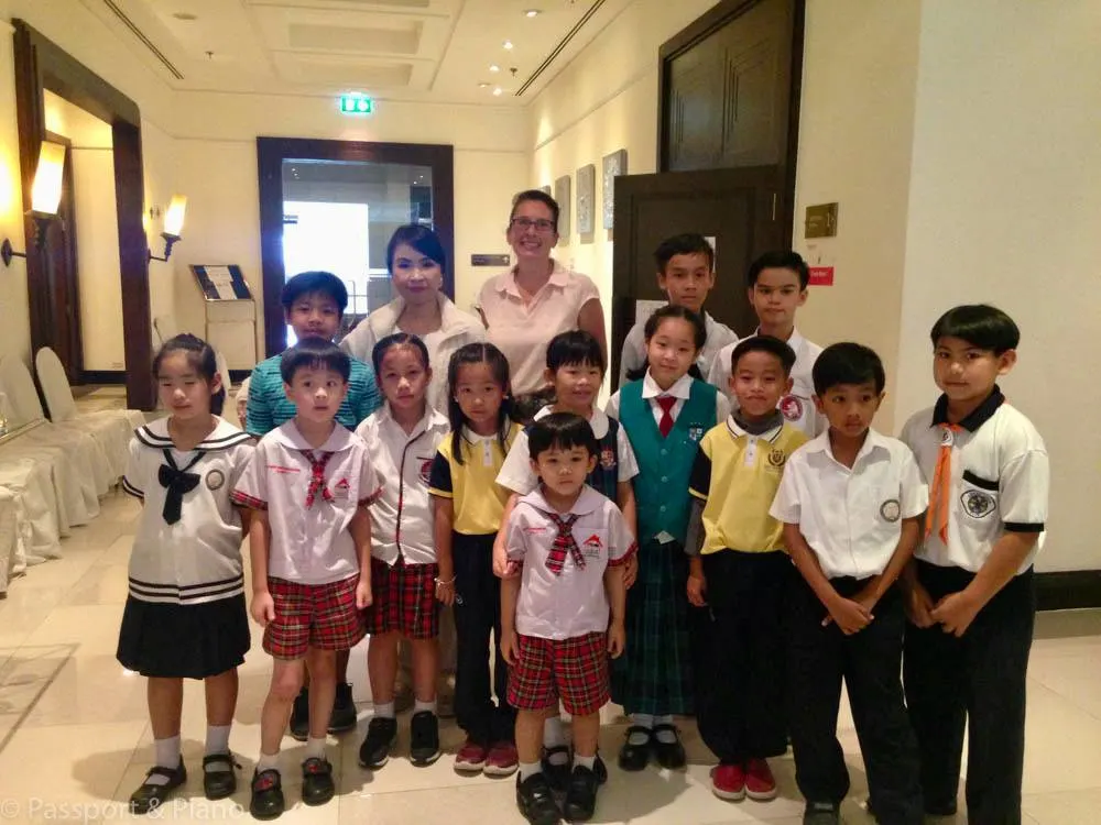Young piano students in Thailand.