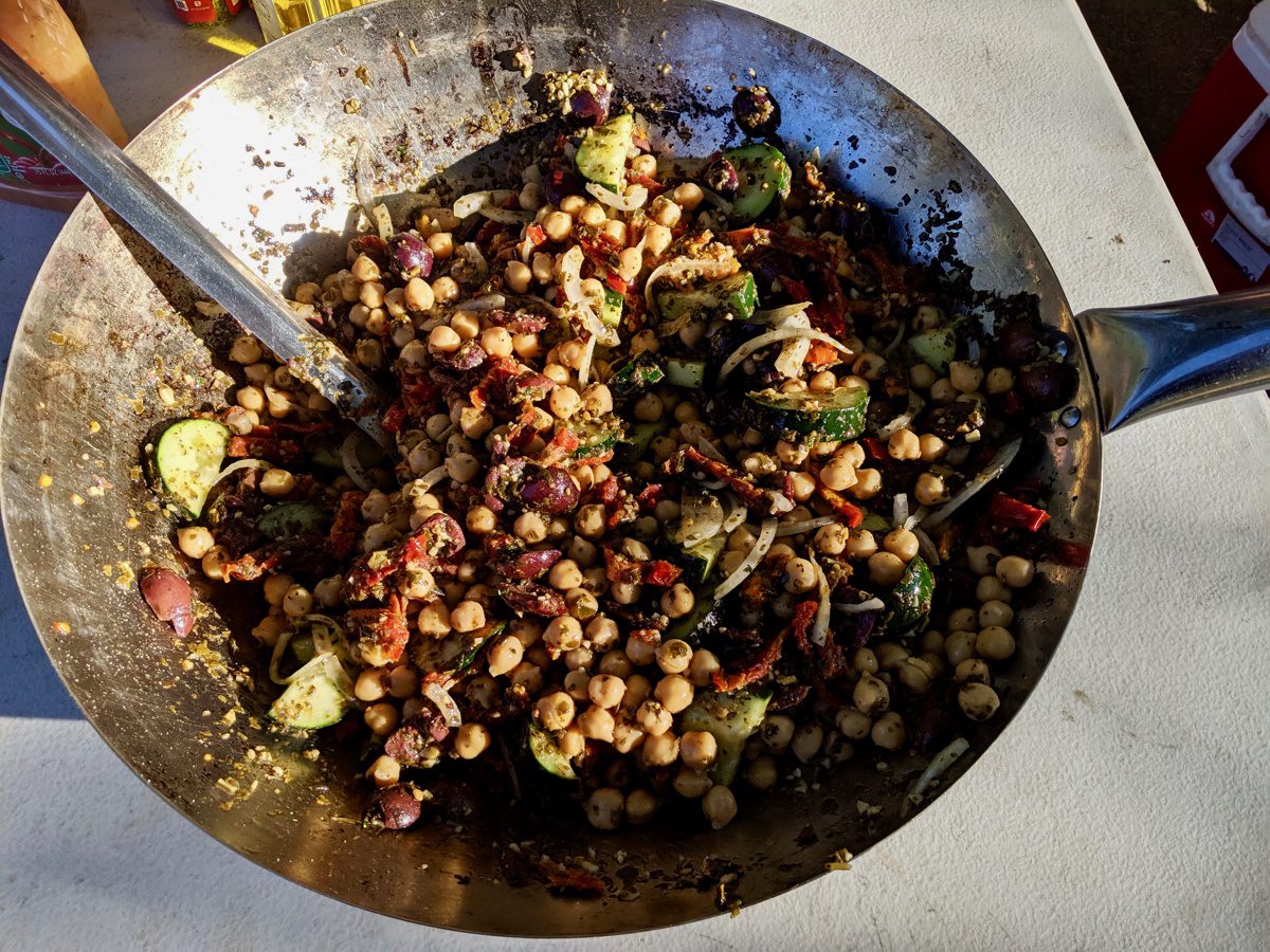 One of the meals we cooked during camping: Chickpea salad.