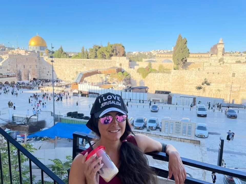 Tara at the Western Wall in Jerusalem. 
