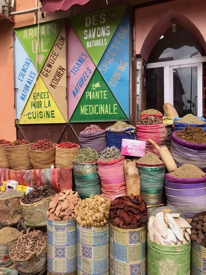 A spice market in Morocco.