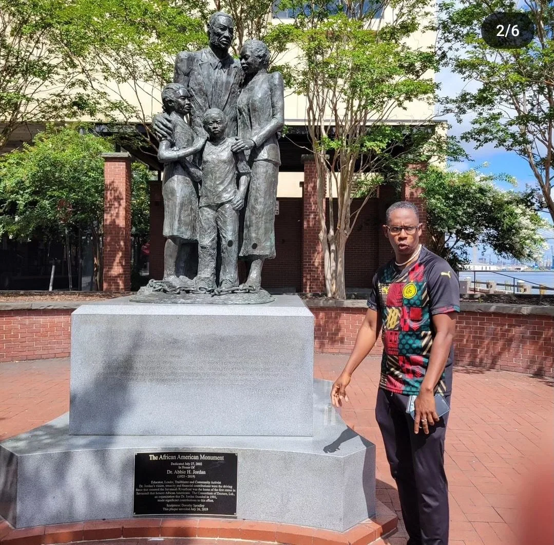 Mr. Jamal Toure', our tour guide explaining the importance of The African American Monument in Savannah, GA.